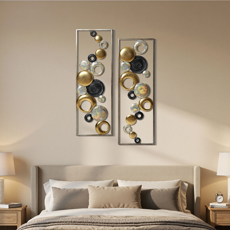 36" Orbis Abstract Metal Wall Art Decor 2PC Set image number 3