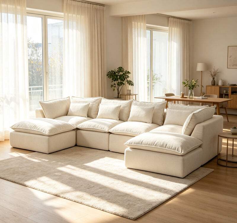 Blebze 129.8" Couch Oversized Modular Sectional image number 1