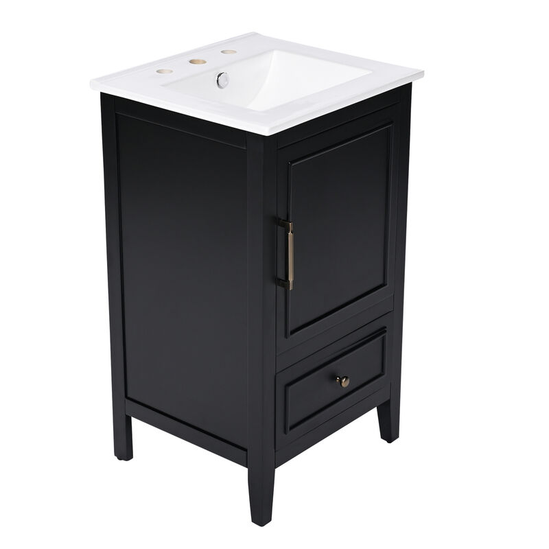 ELEMENT ACE Modern 20-Inch Freestanding Bathroom Vanity with Ceramic Sink and Ample Storage Cabinet image number 9