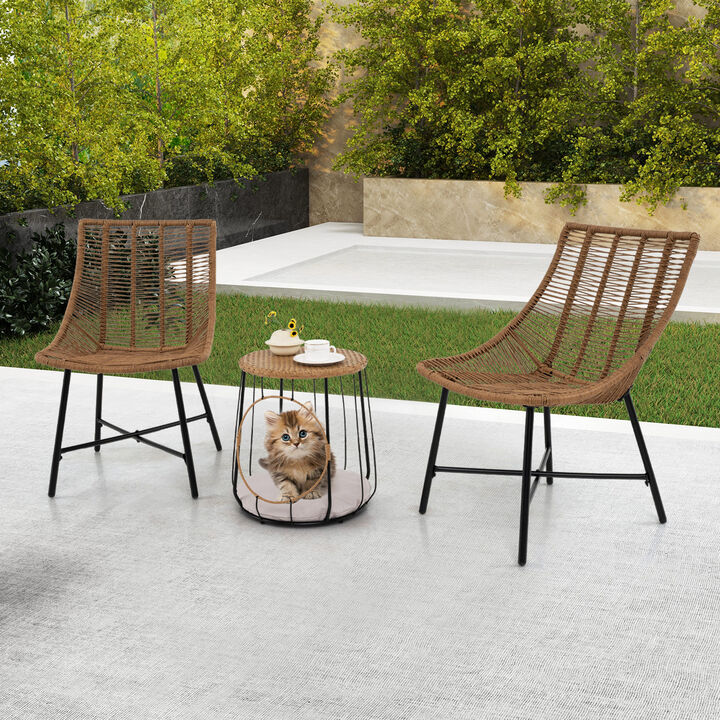 Outdoor 3-Piece Conversation Set with Pet House for Patio Yard &ndash; Brown