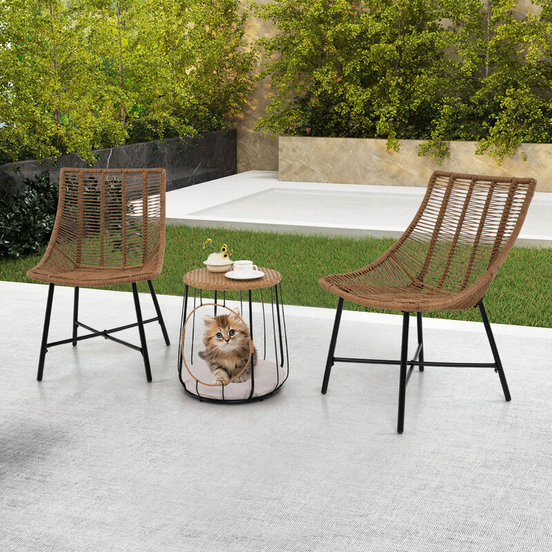 Outdoor 3-Piece Conversation Set with Pet House for Patio Yard &ndash; Brown image number 1
