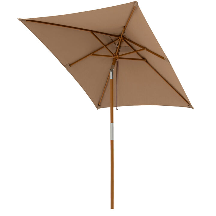 7 Ft Rectangular Outdoor Umbrella with 3 Height Adjustments for Patio and Garden Shade