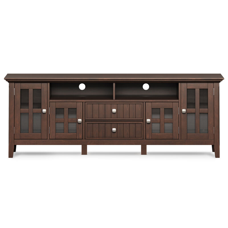Acadian SOLID WOOD 72 inch Wide Transitional TV Media Stand in Brunette Brown For TVs up to 80 inches