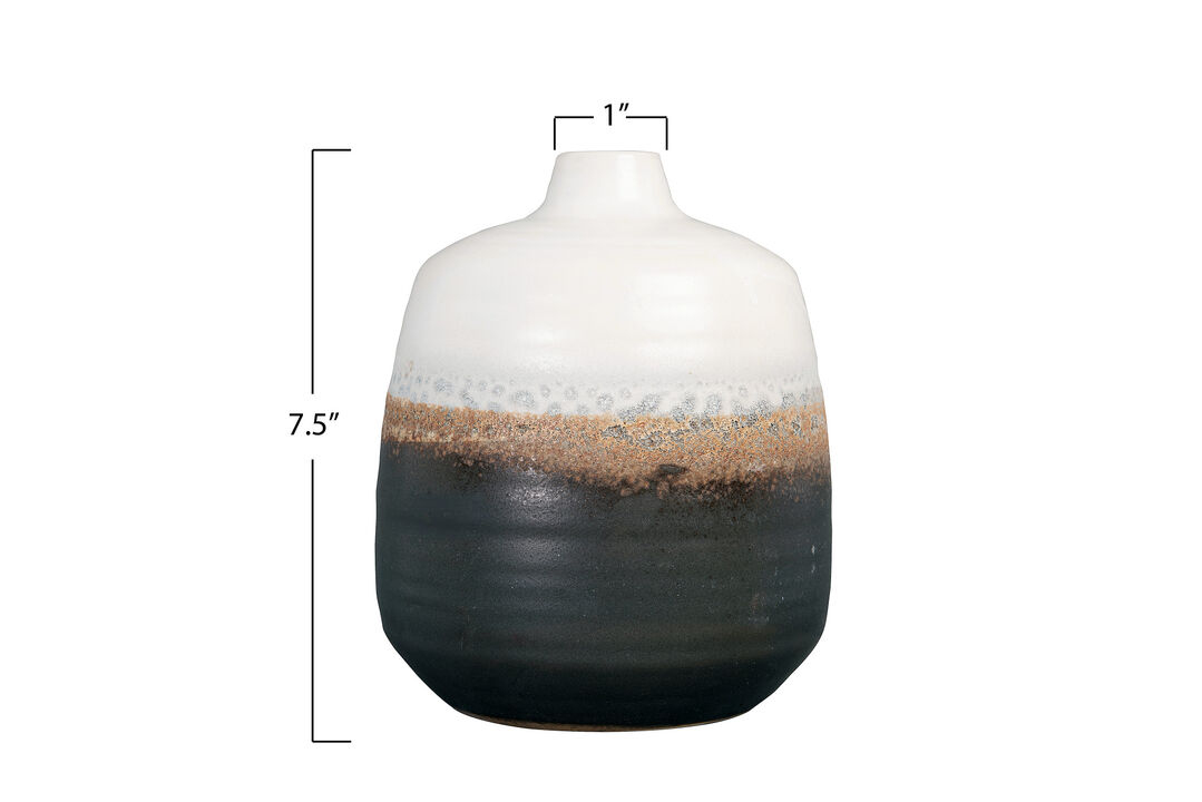 Ombre Ceramic Vase with Reactive Glaze, Black and White
