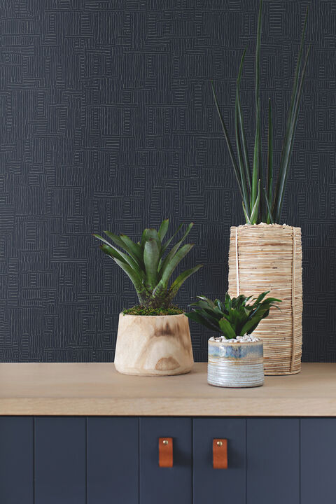 Chiseled Navy Abstract Wallpaper
