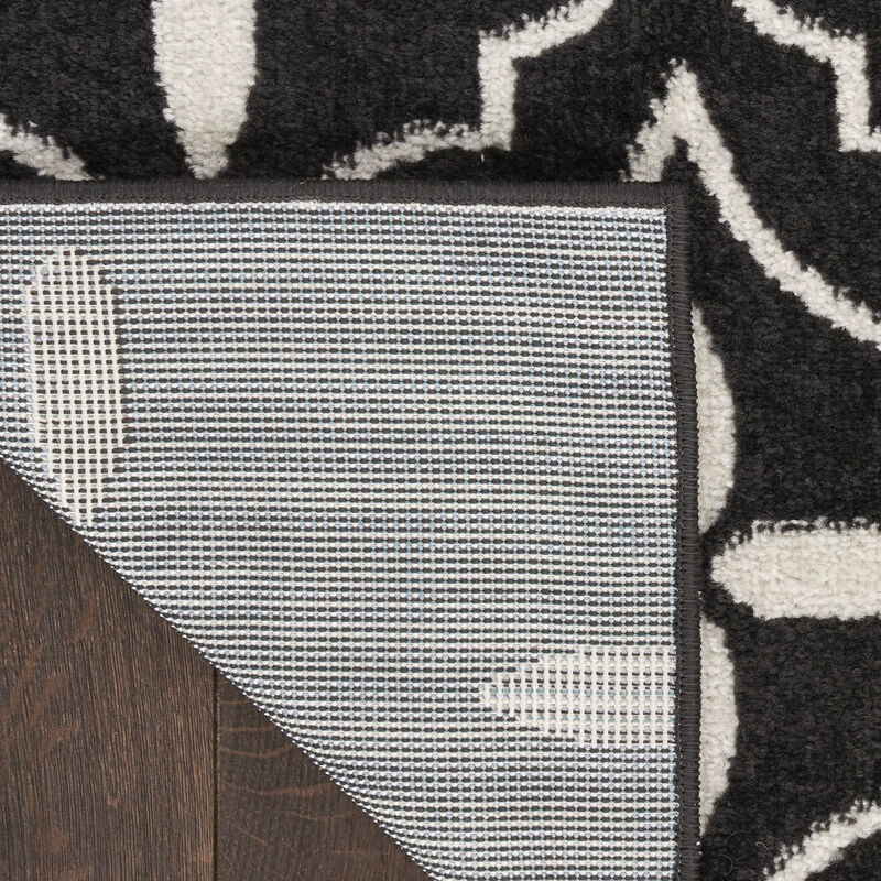 HomeRoots 5' X 7' Black And Ivory Geometric Indoor Outdoor Area Rug image number 3