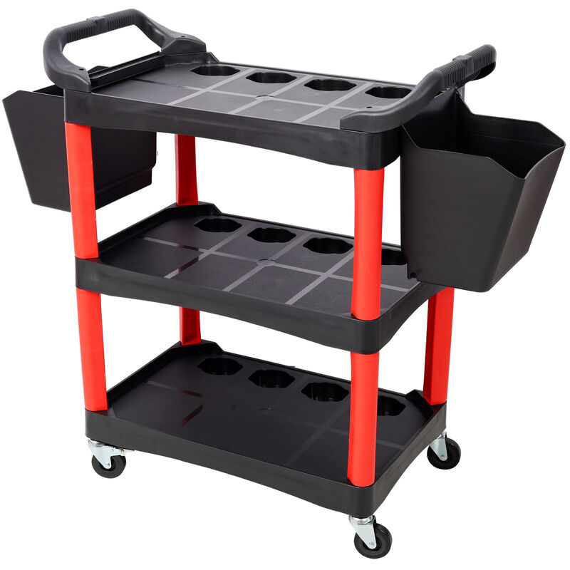 ELEMENT ACE 3 Tier Rolling Utility Storage Cart with Wheels and Hanging Buckets for Garage, Workshop, Auto Detailing and Repair Shop Tool Organization image number 5