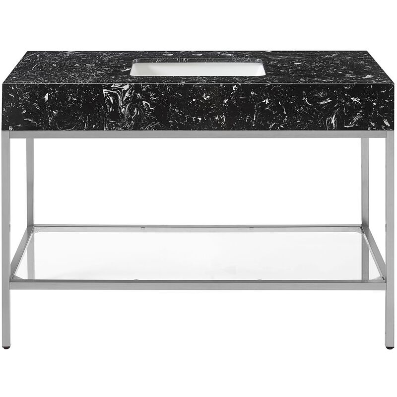 Meridian Furniture Marmo Black Engineered Marble Bathroom Vanity
