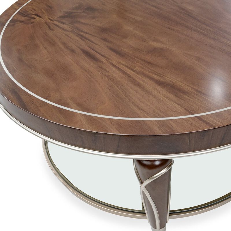 Michael Amini Villa Cherie Oval Cocktail Table - Hazelnut