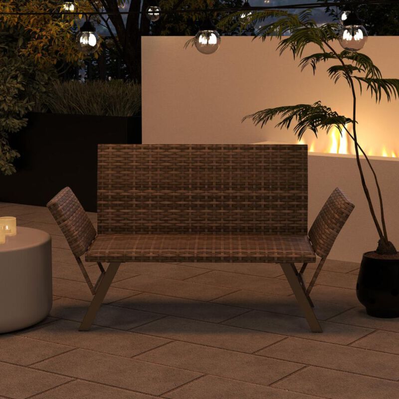 Hivvago Patio Convertible Sofa for 2 Quick Dry Foam Padded Rattan with Armrests