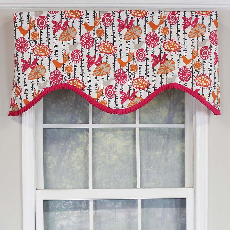 RLF Home Merangerie Window Treatment Ruffled Cornice Premium Quality Valance 3" Rod Pocket 50" x 17" Sherbert Red
