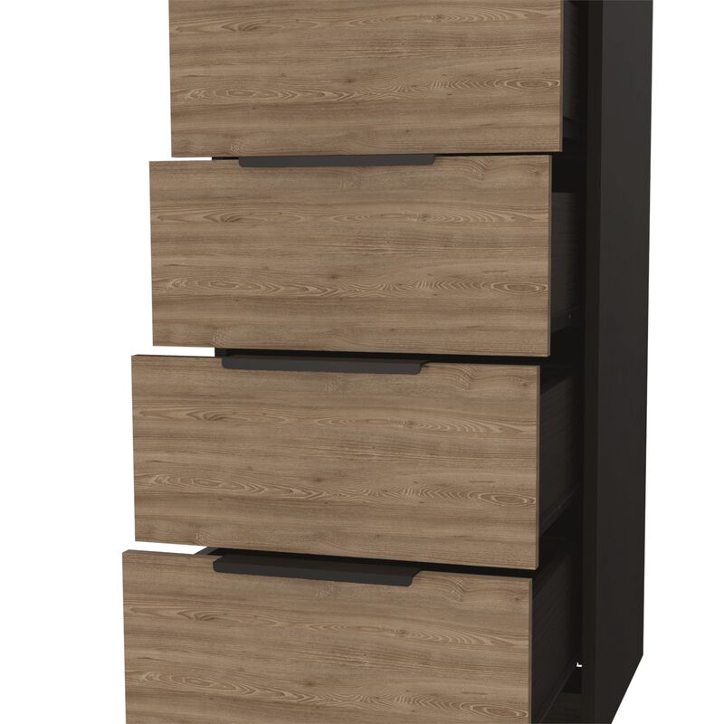 HomeRoots 18" Brown and Black Five Drawer Standard Chest image number 4