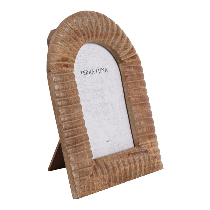 4x6" Ribbed Wood Arch Photo Frame, Natural