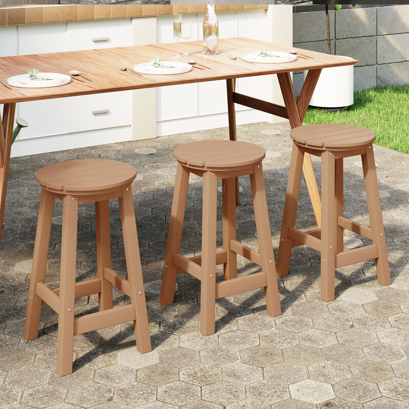 WestinTrends 24" HDPE Outdoor Patio Round Counter Height Bar Stool Set of 3