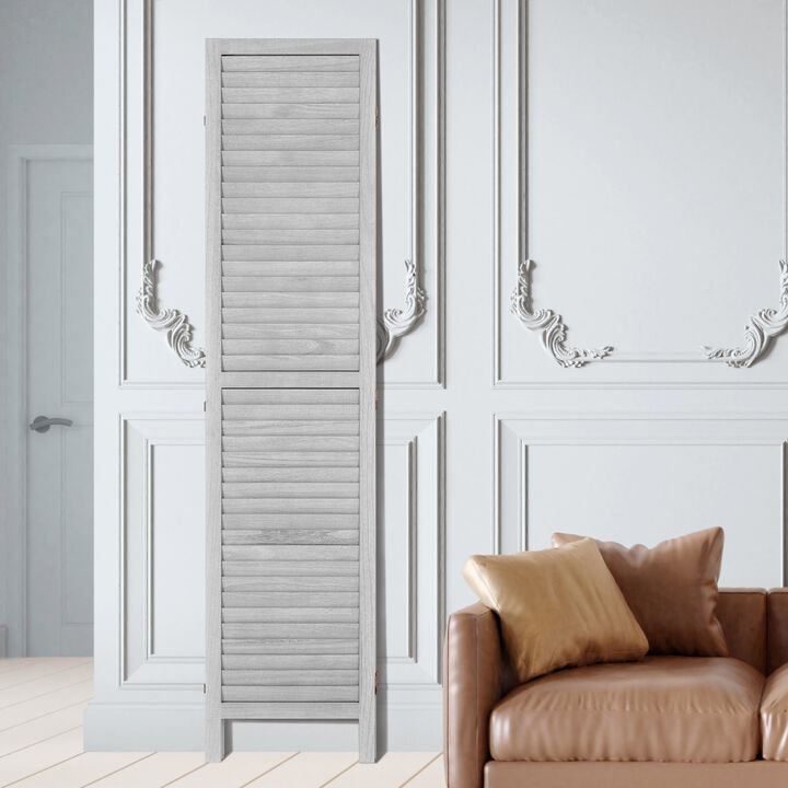 66.9 Inch Wood Room Divider 4 Panel Portable Folding Privacy Screen