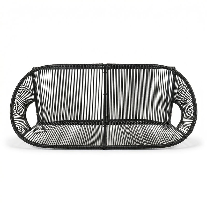 Christopher Knight Home Kamdyn Outdoor Wicker Wrap Hammock Loveseat with Metal Frame image number 6
