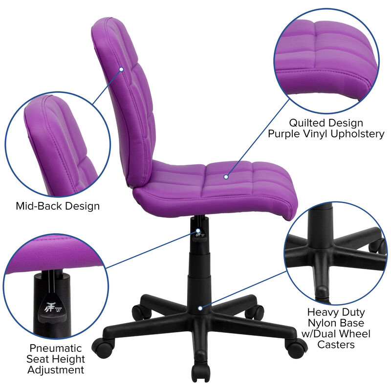 Clayton Mid-Back Quilted Vinyl Swivel Task Office Chair image number 3