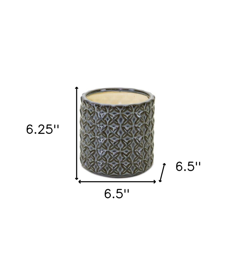 Hivvago Gray and Brown Set of Two Clay 7.20346 ounce Round Pot Planter