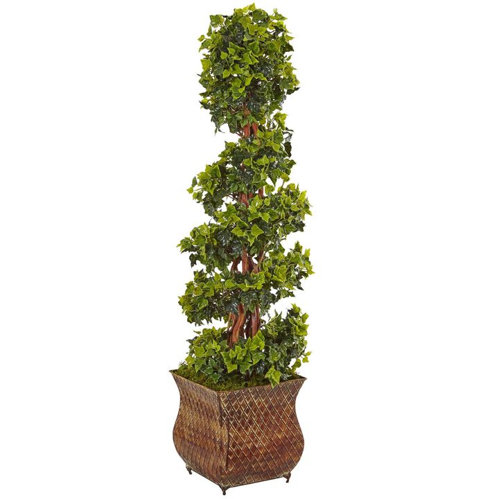 Nearly Natural 4-ft English Ivy  Tree in Planter UV Resist (Indoor/Outdoor)