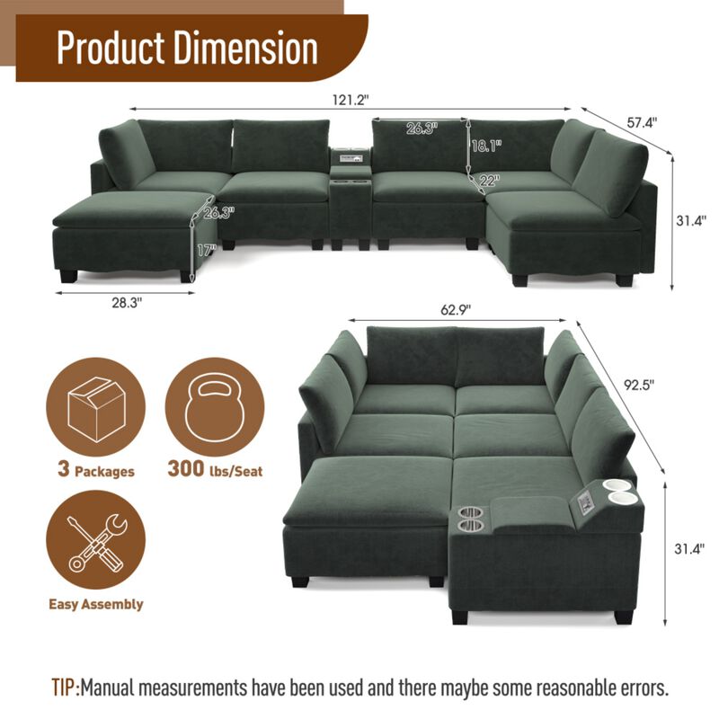Largan U-Shaped Cloud Sectional Sofa image number 9