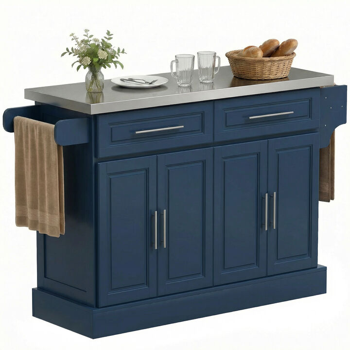 Hivvago Rolling Kitchen Workstation with Stainless Countertop