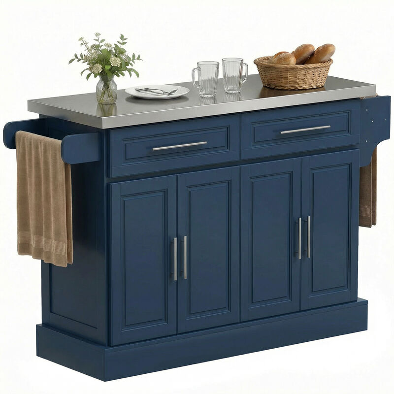 Hivvago Rolling Kitchen Workstation with Stainless Countertop image number 0