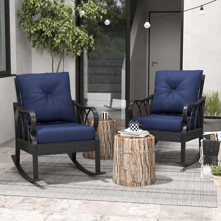 Hivvago Wicker Rocking Chair Set with Padded Seating for Outdoors
