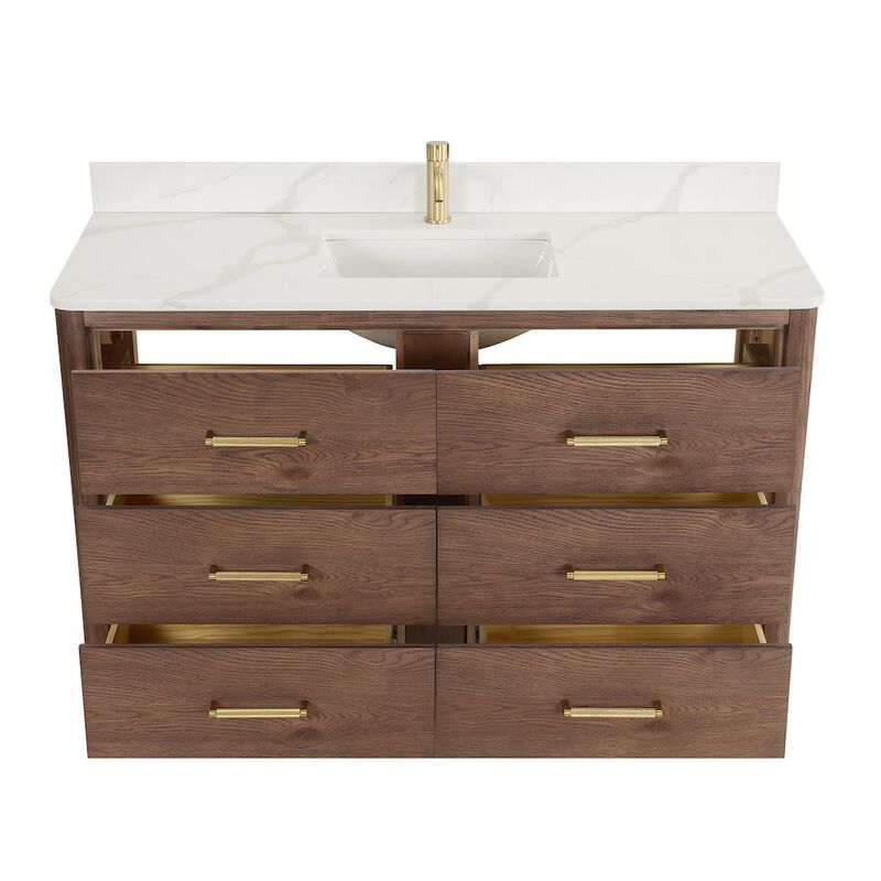 Vinnova Design Porto 55 Free-standing Single Bath Vanity in Aged Dark Brown Oak