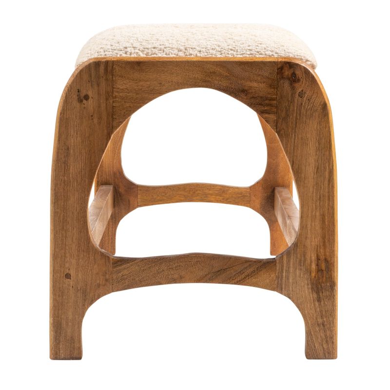 Mango Wood Arch Bench with Boucle Seat image number 4