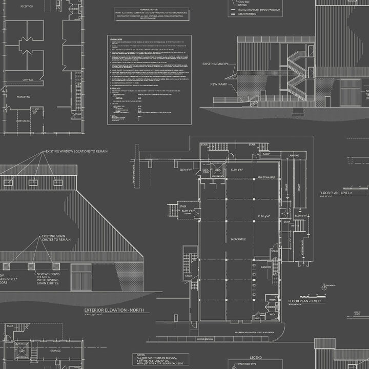 The Market Black & White Wallpaper