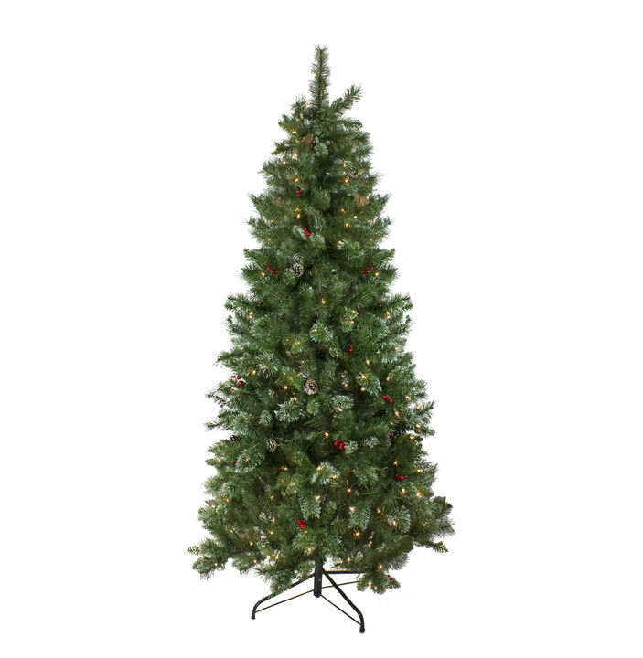 6.5' Pre-Lit Medium Mixed Pine and Iridescent Glitter Artificial Christmas Tree - Clear Lights