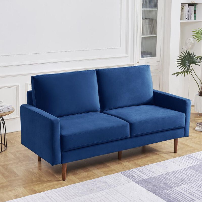 OS Home and Office Furniture 69 Inch Wide Upholstered Two Cushion Sofa with Square Arms