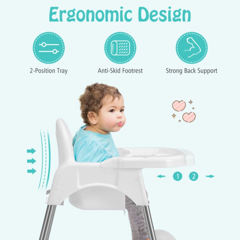 Hivvago 4-in-1 Convertible Baby High Chair with Removable Double Tray