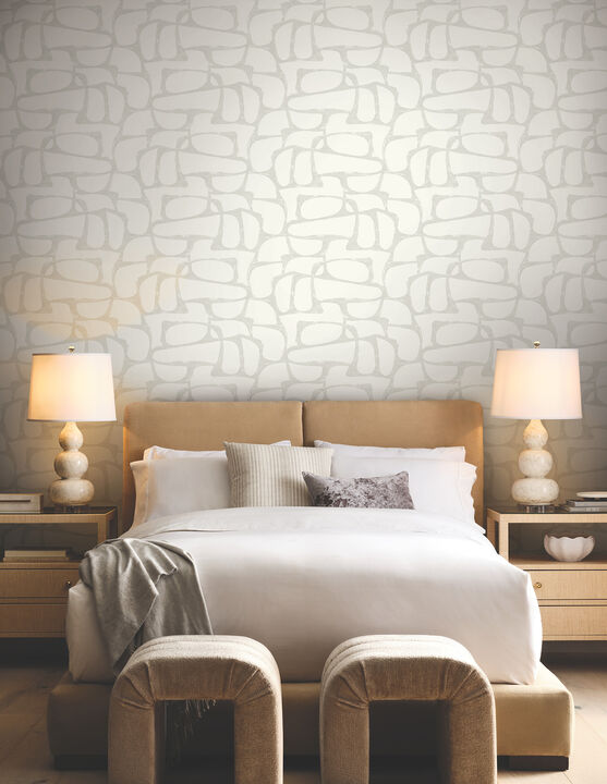 Craftsman Geometric White & Soft Grey Wallpaper