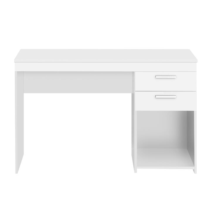 HomeRoots 48" Espresso Wood Pedestal Computer Desk With Two Drawers