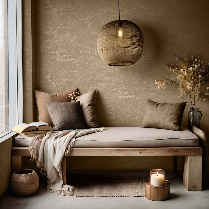 Terra Plaster look Bronze Brown Wallpaper 34640
