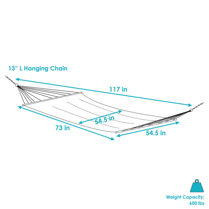 Sunnydaze 2-Person Woven Hammock with Spreader Bars and Fringe