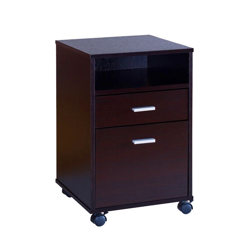 Desk w File Cabinet, 2 Storage Drawers, 47 Inch Red Cocoa Brown