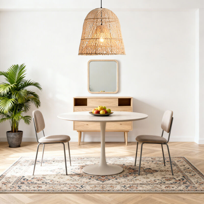 17.7" Bohemian Natural Dome Handwoven Rattan Pendant Light with Adjustable Cord for Bedroom, Living Room or Kitchen Island image number 5