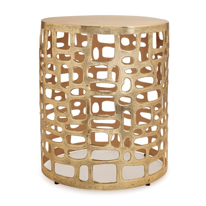 Round Metal Accent Table with Abstract Cut-Out Base for Modern Living Room Decor