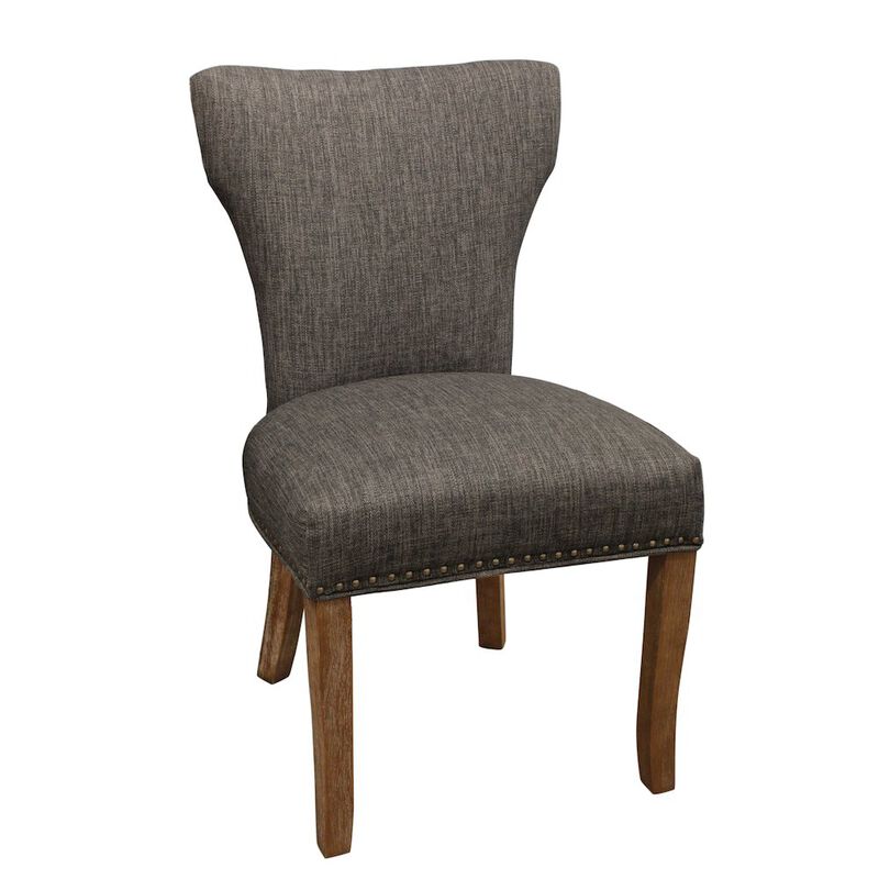 Alex Hamilton Transitional Jill Side Chair In Dark Gray Weave Fabric 2-Piece Set