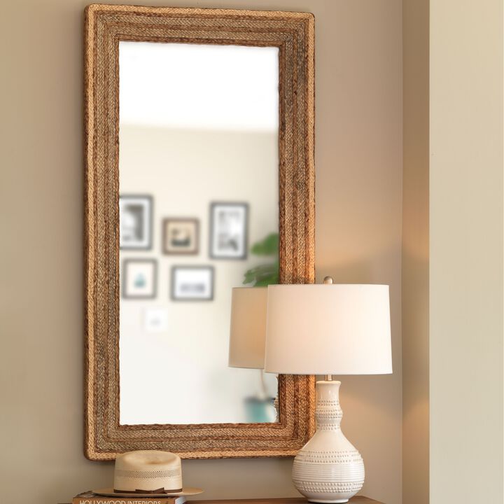 Evergreen Braided Seagrass Rectangle Mirror, Natural