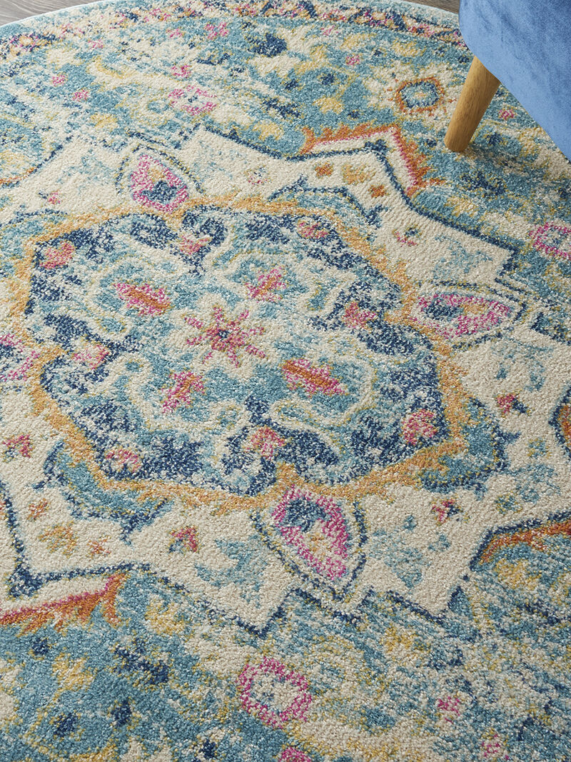 Passion PSN25 Ivory/Light Blue 4' x Round Rug