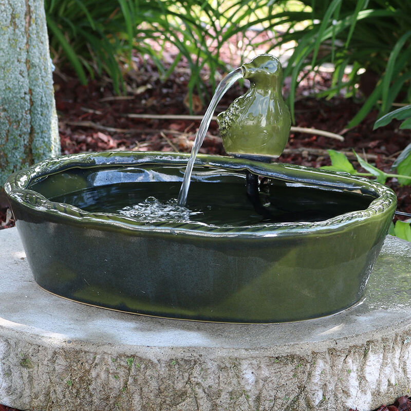 Sunnydaze Dove Glazed Ceramic Outdoor Solar Water Fountain - 7 in image number 2