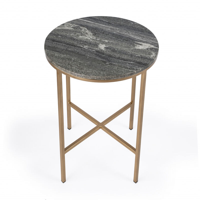 Contemporary Round Accent Table with Marble Surface for Home Decor