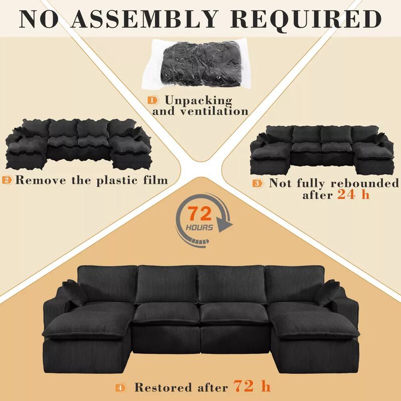 137" U-Shape Modular Sectional Sofa image number 8