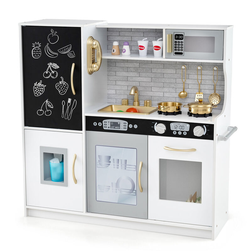 Wooden Toddler Play Kitchen Set with Accessories for Kids Ages 3&ndash;6