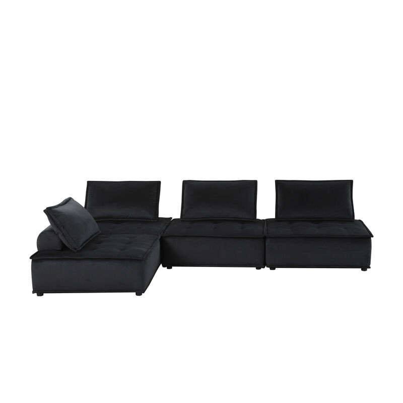 Streamdale Anna Black Velvet 4Seater Modular Sofa image number 3
