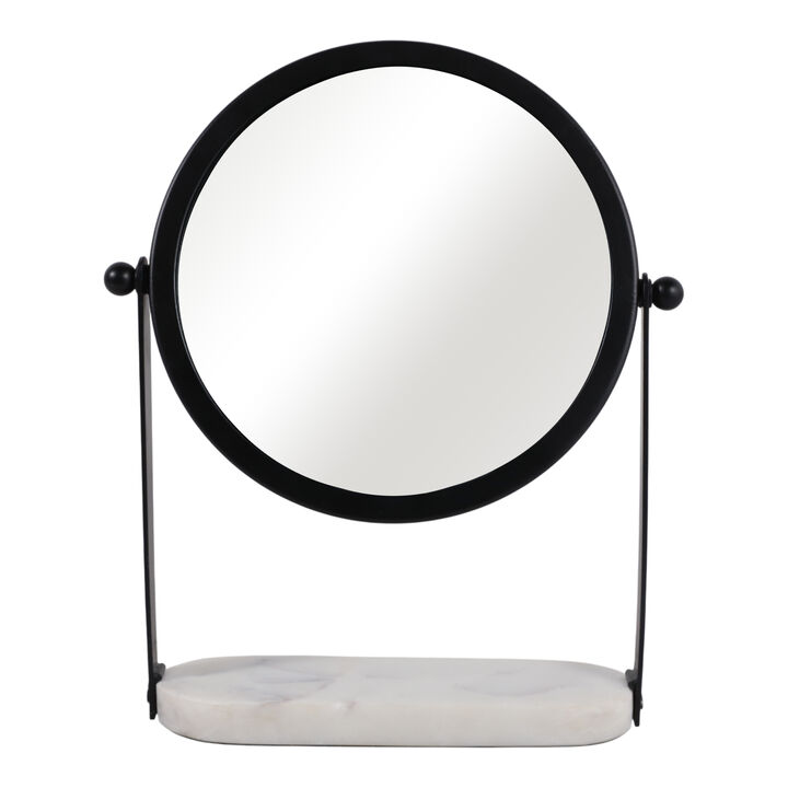 10x7" Table Top Mirror Marble Base, Black/white