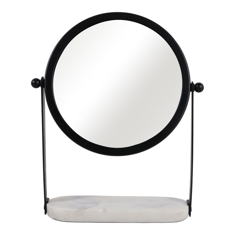 10x7" Table Top Mirror Marble Base, Black/white image number 0